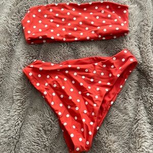 Red polkadot cheeky swimsuit